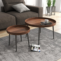 Meubles de salon modernes en bois ensemble de tables basses rondes