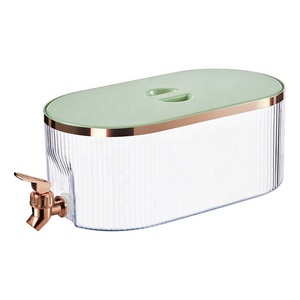 Vente en gros de distributeurs de boissons rectangulaires pour réfrigérateur de 1,4 gallon, contenants pour limonade avec couvercles, PS+PP de haute qualité, blanc/vert/vert clair - Product Image 1