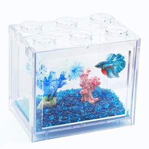 Kleine Betta <span class=keywords><strong>Aquarium</strong></span>, Stapelbare Mini <span class=keywords><strong>Aquarium</strong></span> <span class=keywords><strong>Aquarium</strong></span> Tank Kit, Rechthoekige Kubus <span class=keywords><strong>Aquarium</strong></span> Met <span class=keywords><strong>Aquarium</strong></span> Decoratie, - Product Image 5