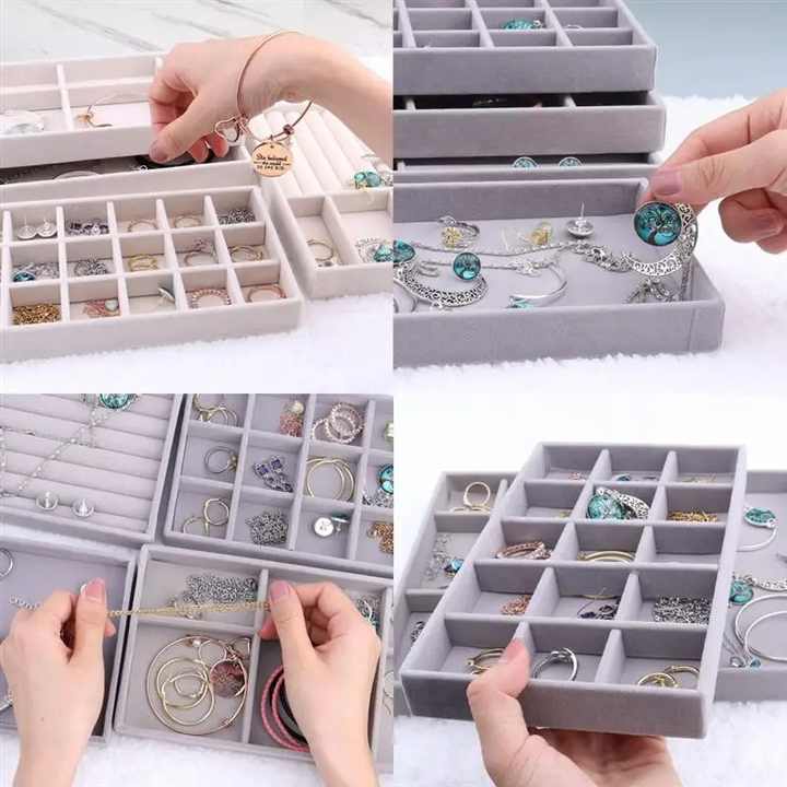 Wholesale Velvet DIY Earring Necklace Ring Jewelry Display Tray