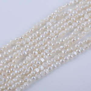 Zhuji Natural 18cm3-4mm Baroque Freshwater White <b>Pearl</b> Beads Two Sided Light Side Hole DIY Irregular Handmade <b>Loose</b> <b>Pearls</b> - Product Image 2