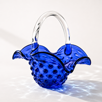 Panier à fruits en verre artisanal à motif goutte de pluie, avec poignée, bord ondulé, glaçure craquelée, non toxique. Élégant pour la table à manger, la décoration de la maison et les fêtes