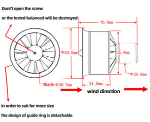 Moteur brushless 50 mm <span class=keywords><strong>EDF</strong></span> 4900KV 3S, poussée maximale de 770 g avec prise banane, équilibré dynamiquement pour avion à réaction RC - Product Image 4