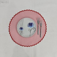 Linge de table Napperons brodés rose clair et napperons en tissu festonné de coton