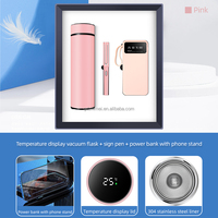Coffret Cadeau d'Entreprise : Bouteille Isotherme + Stylo + Batterie Externe avec Support Téléphone