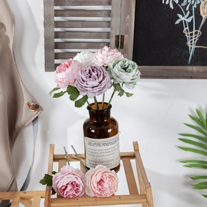 Rosa Artificial Mini Tea Rose, Rama Individual con Pétalos de Poliéster, Decoración para Interiores del Hogar, Ramo de Boda - Product Image 2