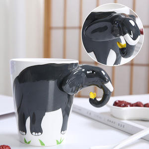 Venda quente 400ml 3D Sea Animal Handle Presentes Copo De Café De Cerâmica Bonito Dinossauro Dos Desenhos Animados Elefante Caneca De Cerâmica Zebra Copo De Porcelana - Product Image 6