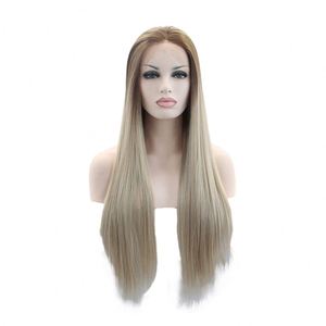Peluca <span class=keywords><strong>con</strong></span> malla frontal de encaje de fibra sintética rizada púrpura oscuro hermosa larga red de <span class=keywords><strong>pelo</strong></span> de plástico hecha en China - Product Image 2