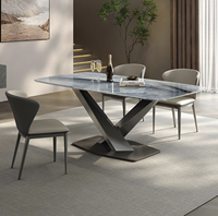 Meubles en acier inoxydable noir Table à manger moderne Table en marbre de luxe pour restaurant à la maison