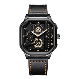 นาฬิกาข้อมือผู้ชายทรงสี่เหลี่ยมดีไซน์ทันสมัยพร้อมหน้าปัดคู่ - Product Image 4