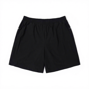 Pantalones Cortos Deportivos para Hombre, Negros, Estilo Urbano, Ecológicos, Cintura Elástica, con Bolsillos, Logotipo Frontal, Secado Rápido, Corte Casual - Product Image 1