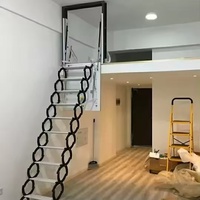 Escalier de grenier pliable en aluminium industriel durable pour intérieur avec garde-corps en verre, conception pliable, garantie de 5 ans pour usage en appartement
