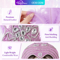 Coiffe de carnaval en plumes d'autruche avec étoiles scintillantes et strass, bandeau réglable pour fête d'Halloween
