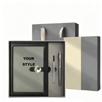 Set de Regalo de Cuaderno A5 de PU con Hebilla de Cristal y Logotipo Personalizado, 3 en 1, con Bolígrafo, Recambio y Caja de Regalo con Bolso, Kit de Recuerdos Empresariales