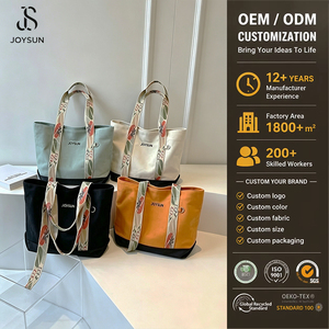 JOYSUN Großhandel Luxuriöse Große Damen-Tragetasche aus Canvas mit Tasche und Reißverschluss für Studentinnen und Mädchen, Lässige Tragetaschen - Product Image 1