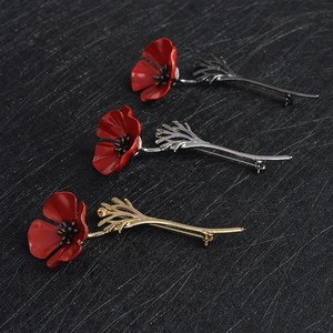 Nuevo Broche Floral Rojo de Estilo Europeo y Americano para Trajes, Accesorio de Moda de Aleación, <span class=keywords><strong>Pin</strong></span> Floral Elegante y Popular - Product Image 1