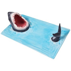 <span class=keywords><strong>Sushi</strong></span> phục vụ đĩa Cá mập tấn công vẽ tay hộp carton gốm cổ điển tiệc tròn đĩa đĩa bền vững chia thực phẩm - Product Image 1