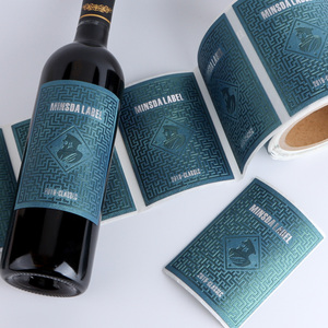 Cá nhân hoá tùy chỉnh kết cấu PU PVC dập nổi bạc vàng lá trắng đen da rượu vang không thấm nước nhãn dán nhãn cho chai rượu vang - Product Image 6