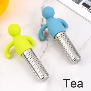 Infuseur à thé en silicone sans BPA, en acier inoxydable, avec logo personnalisé, écologique, ornement de tasse verte - Product Image 3