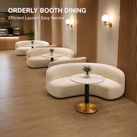 Ensemble de sièges en arc avec table ronde en pierre pour restaurant, ensemble de banquettes modernes pour café et hôtel