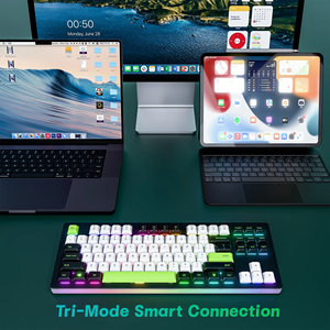 คีย์บอร์ดไร้สายแบบ Tri-mode พร้อมแผงโลหะ 87 ปุ่ม ไฟ RGB สำหรับเล่นเกมและอีสปอร์ตโดยเฉพาะ - Product Image 2