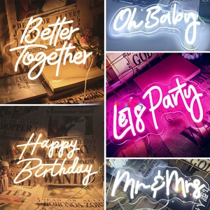 Enseigne lumineuse personnalisée Better Together Happy Birthday Led Letter Grands mariages Enseigne murale Bar Party Decor 45cm 60cm - Product Image 2