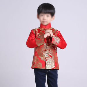 Vêtements traditionnels <span class=keywords><strong>chinois</strong></span> rouges pour garçons, enfants, veste Hanfu à imprimé <span class=keywords><strong>dragon</strong></span>, veste vintage Kungfu, manteau pour fête du <span class=keywords><strong>Nouvel</strong></span> <span class=keywords><strong>An</strong></span> - Product Image 4