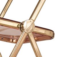 Chaise de salle à manger pliable moderne en acrylique blanc avec cadre doré – Portable pour la maison, le bureau, l'atelier, la cave à vin et l'utilisation en extérieur