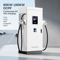 EVTAURUS Professionnel Nouveau Chargeur Rapide DC pour Véhicules Électriques 80kW 120kW 240kW Double Pistolet CCS2 OCPP IP54 Station de Recharge au Sol Modèle NFC
