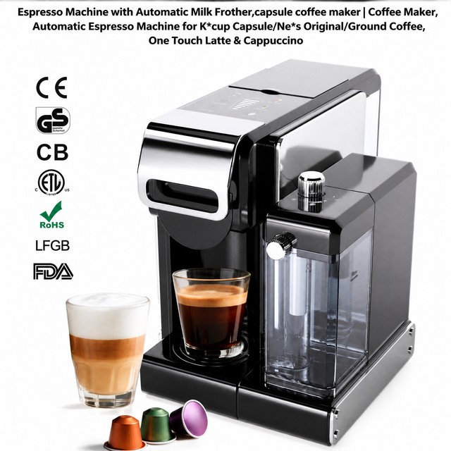 Multi Function Espresso Machine with Automatic Milk Frother, One Touch Latte Cappuccino Coffee Maker