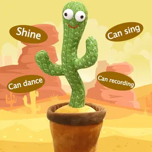 Cactus parlante con voz, juguete de peluche con carga recargable por usb, led, Venta al por mayor, 120 canciones