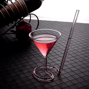 Handblown unique Martini 110ml vampire wine whiskey beverage etched tropical cocktail glasses with straw