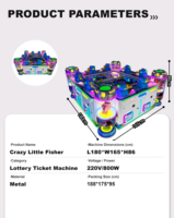 Crazy Little Fisher, machine de jeu d'arcade de pêche à monnayeur pour 8 joueurs, avec système de rédemption de tickets de prix pour parc d'attractions