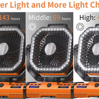 Ventilateurs rechargeables F16 40000 mAh avec panneau solaire, lampe multifonction, batterie externe, ventilateur d'urgence pour le camping, les hôtels et les activités de plein air