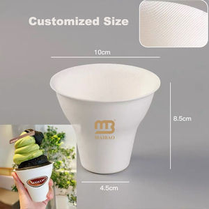 Gobelets à crème glacée jetables en papier personnalisés Gobelets à emporter pour crème glacée <span class=keywords><strong>au</strong></span> yaourt <span class=keywords><strong>croissant</strong></span> pour dessert <span class=keywords><strong>au</strong></span> four canne à sucre en pâte à papier - Product Image 6