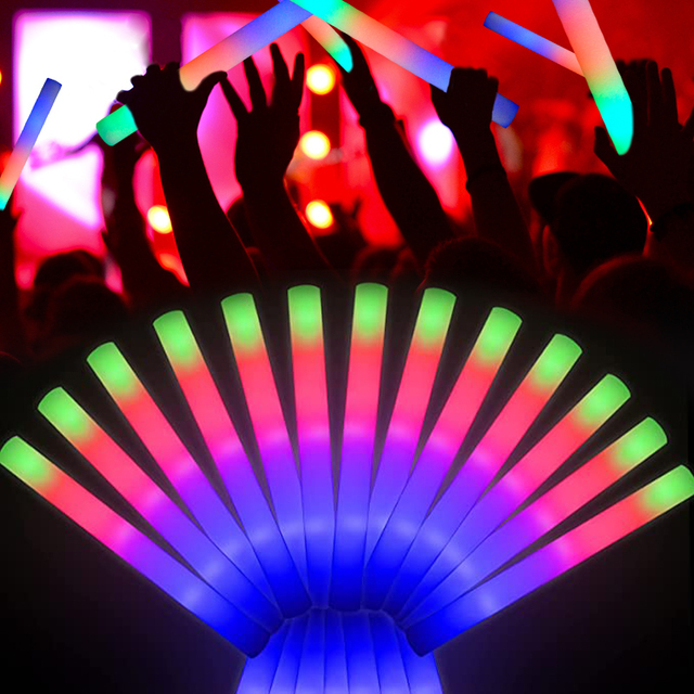 Customized Wholesale Multicolor Concert Party Cheering Glowing Light up Led Foam Sticks Party Flashing Glow Sticks