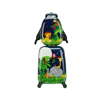Ensemble de bagages pour enfants avec motif de dessin animé mignon, 2 pièces, valise de voyage pour garçons et filles, sac à dos, sac à dos d'école pour l'école