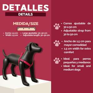 Arnés Triangular de Nailon para Perro Yommy, Ajustable, Anti-Tirones, Cómodo, Ligero, con Hebillas de Liberación Rápida - Product Image 5