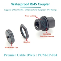 IP67 étanche RJ45 Jack Feedthru Ethernet coupleur serrure avant LAN prise femelle avec connecteur de presse-étoupe de câble PG côté boîtier extérieur