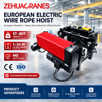 Palans électriques à câble de type européen peu encombrants, palans de levage à faible hauteur de montage pour grue, 1 tonne, 2 tonnes, 5 tonnes, 10 tonnes, 80 tonnes