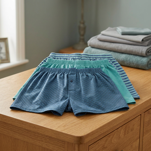 Paquete de 3 Calzoncillos Boxer para Hombre, Corte Medio, Teñido Liso, 100% Algodón, Tejido Transpirable, Ajuste Suave, Color Sólido Azul Verde - Product Image 2