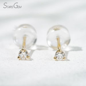 Pendientes de Diamantes de Laboratorio Sueltos con Corte Redondo DEF VS de 0.05CT 0.1CT, Pendientes de Oro Sólido de 10K - Product Image 5
