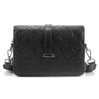 Sac à bandoulière pour homme en cuir PU grande capacité, logo personnalisé en relief, imperméable, tendance, broderie de lettres/