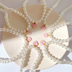 สร้อยคอดีไซน์ใหม่12ราศีสำหรับผู้หญิงจี้หัวใจสีชมพูเคลือบแฟชั่น12ราศีประดับด้วยลูกปัดไข่มุกสร้อยคอโชกเกอร์สำหรับผู้หญิง - Product Image 5