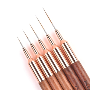Pinceau à ongles fin pour nail art, 6-18 mm, poils en fibres ultra-fines, manche en bois, pour dessin et rayures, pinceau de manucure - Product Image 3
