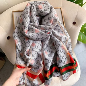 Phụ Nữ Mùa Đông Khăn Choàng Đầy Màu Sắc Hoa Khăn Quàng Khăn Phụ Nữ Hoa In Dài Satin Lụa Thời Trang Voan Khăn Quàng Cổ - Product Image 2