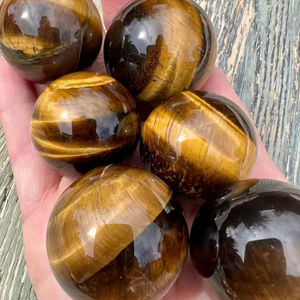 หินไทเกอร์อายสีเหลืองธรรมชาติคุณภาพสูง ขัดเงา ขนาด 4-4.5 ซม. สำหรับทำเครื่องประดับและตกแต่งบ้าน ขายส่ง - Product Image 2