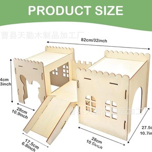 Jaula de madera para conejos, gran castillo para conejos, de doble nivel con escaleras, hábitat para conejos enanos y cerdos, escondite para hámsteres, hogar. - Product Image 4