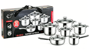 Juego de Batería de Cocina de 12 Piezas de Acero Inoxidable Antioxidante y Antiadherente Incluye Sartén y Olla para Uso en Cocina Metal - Product Image 2