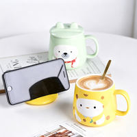 Vente en gros usine : Tasse à café en céramique et tasse à eau en porcelaine, au design animalier de dessin animé, ventre rond et mignon, style Kawaii, pour usage quotidien